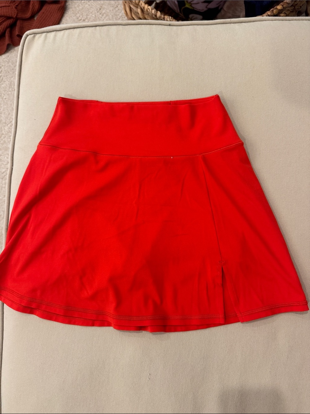 Aerie offline tomato Red A-Line Skirt with Wide Waistband and slit